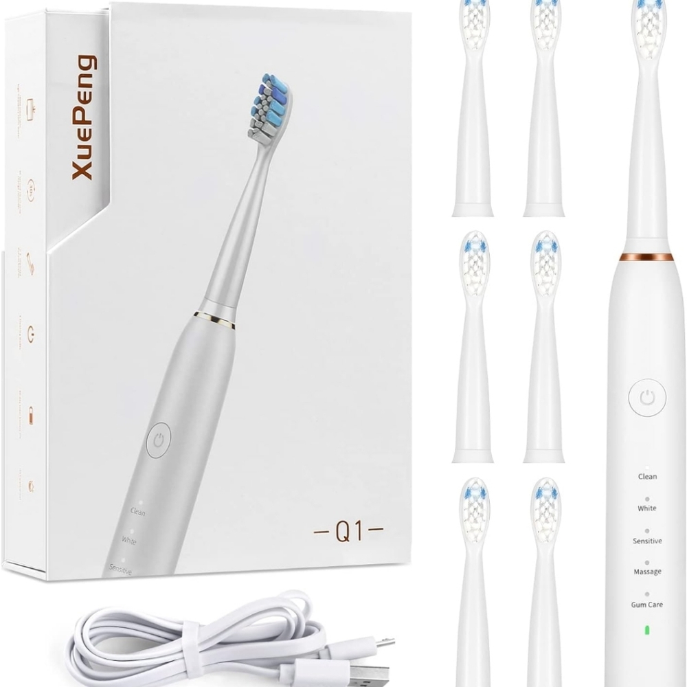 XUEPENG Sonic Electric Toothbrush, Electric Smart Toothbrush w/5 Modes Cleaning